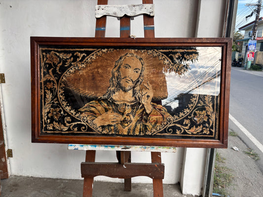 COD for Metro Manila & near by Provinces , Old Christ the King Carpet wall display narra wood frame