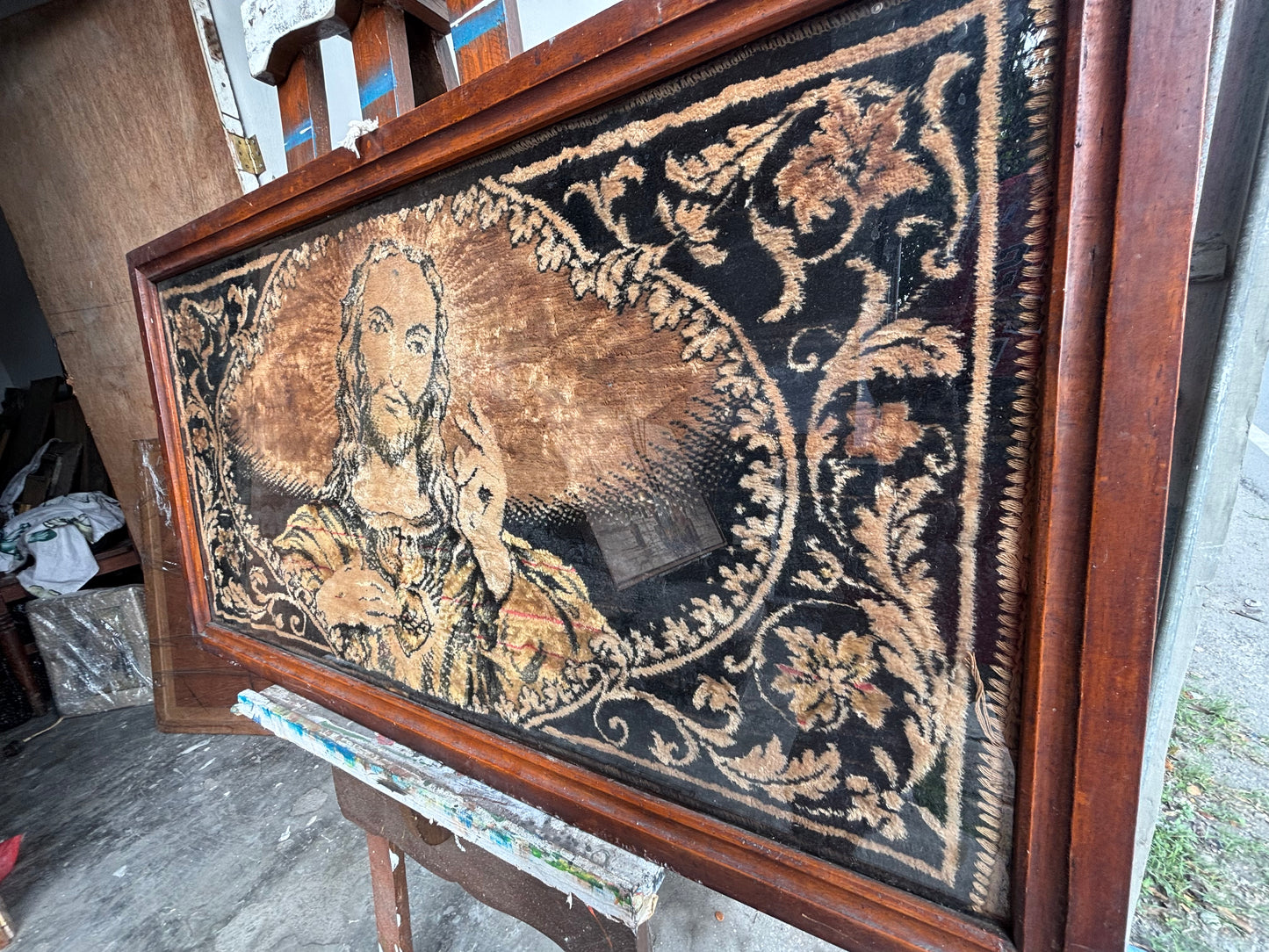 COD for Metro Manila & near by Provinces , Old Christ the King Carpet wall display narra wood frame