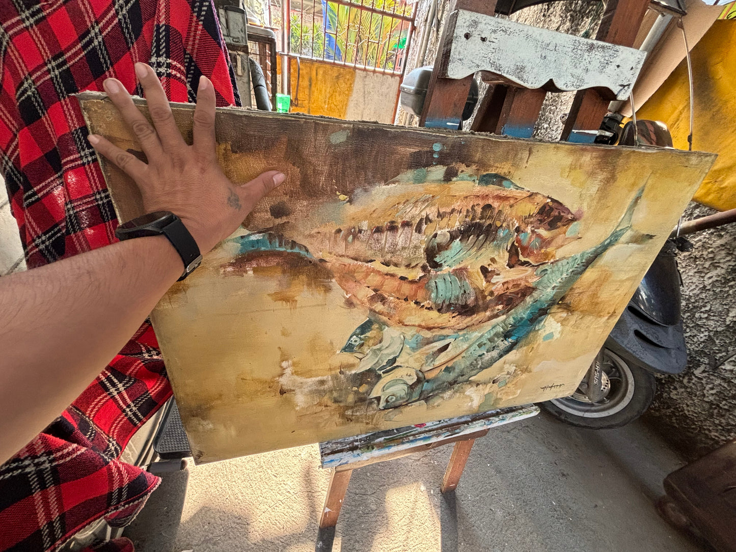 COD for Metro Manila and near by provinces only, Old Daing Abstract Painting by Mike Herrera ( please review all picture and details )